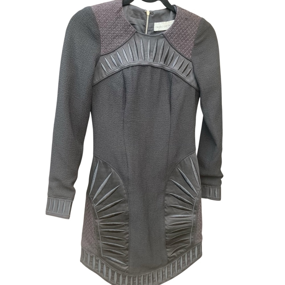 Blessed Are The Meek Sculptural Black Long-Sleeve Mini Dress